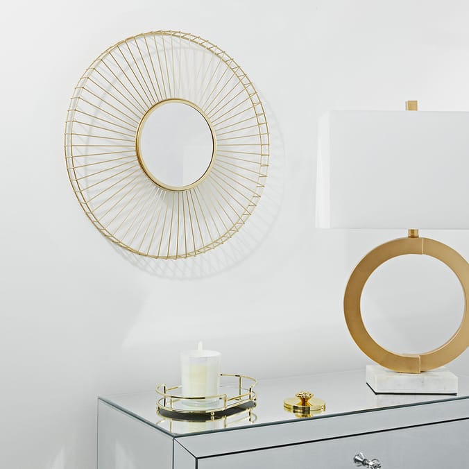 Home Collections Gold Effect Wire Mirror, Mirror, Gold effect Mirror