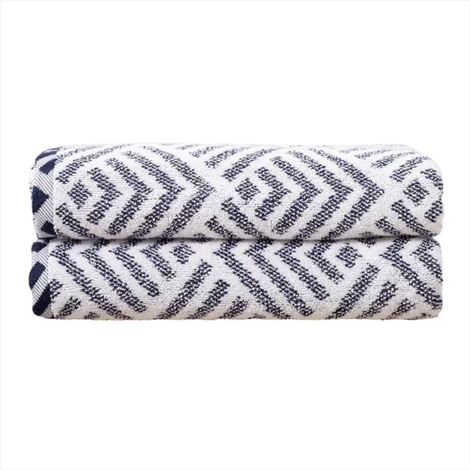 Silentnight 2 Geo Bath Sheets Navy, 63715, 21725, 5012701527569