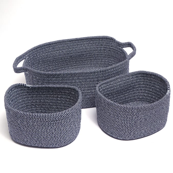 Home Collections: Cotton Rope Storage Basket Set - Navy