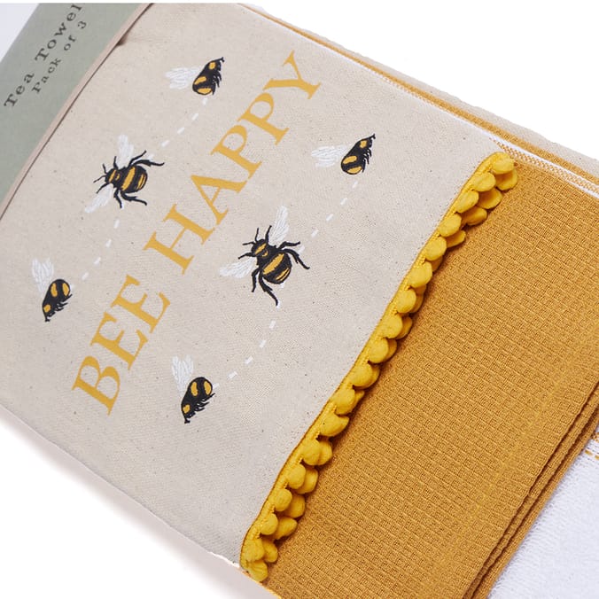 Bee Block-Printed Kitchen Towel