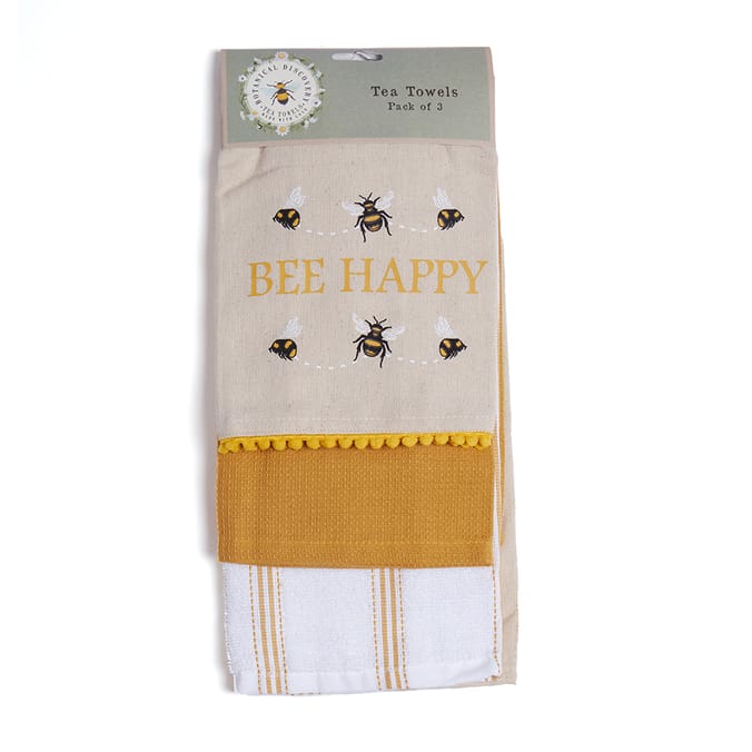 Just Bee Happy Tea Towel - Set of 2 August Grove