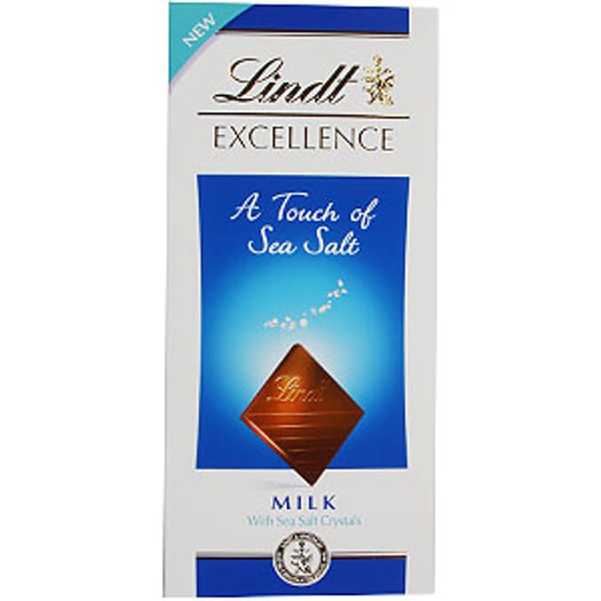 Lindt Milk Chocolate 100g Bar 'A touch of sea salt': Case of 20