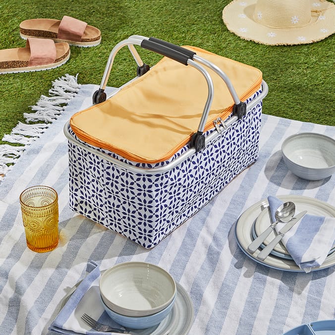 Hello Summer Foldable Cooler Picnic Basket Yellow, picnic, piknik