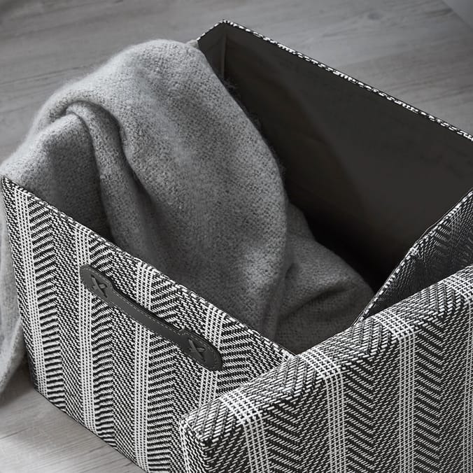 Home Collections Foldable Fabric Storage Box Chevron Black, black