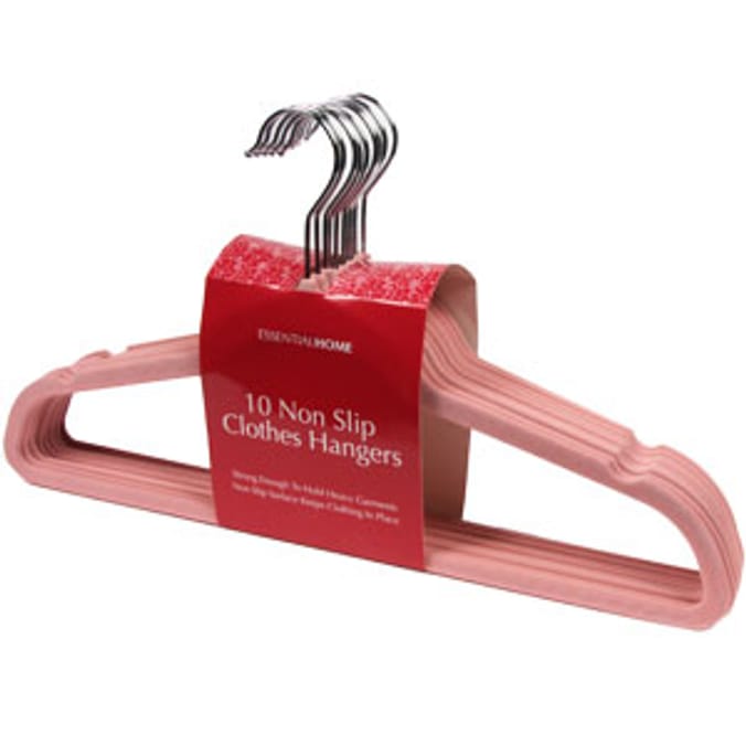 Essentials 10 Non-Slip Clothes Hangers: Pink