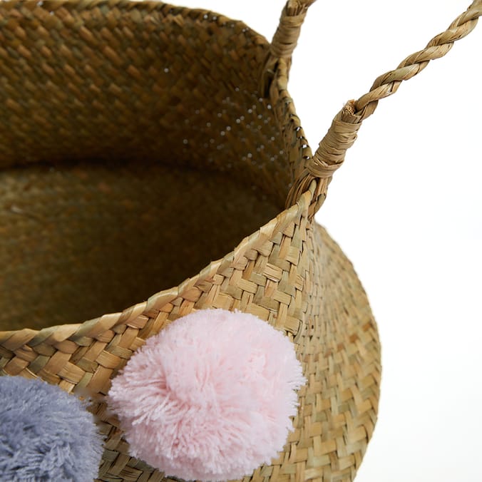 Home Collections Pom Pom Seagrass Basket, 40305, 10403051, basket