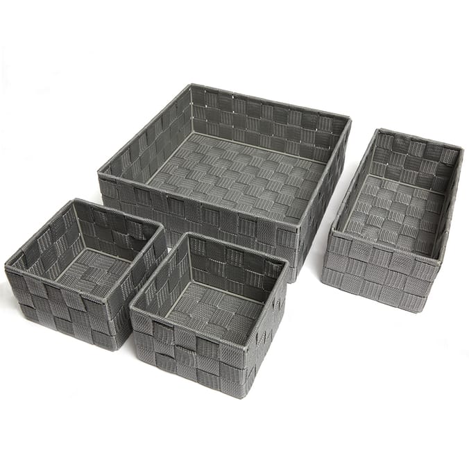 Home Collections Set Of 4 Storage Baskets Grey, 43941, 10439418