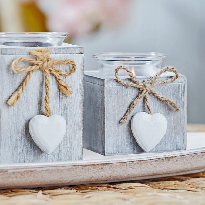 Home Collections Hamptons: Wooden Candle Holder Set, Home Collections, candle  holder, holder, candle, decor, home decor, indoor, flame, heart detail,  31715, 22128, 10317150