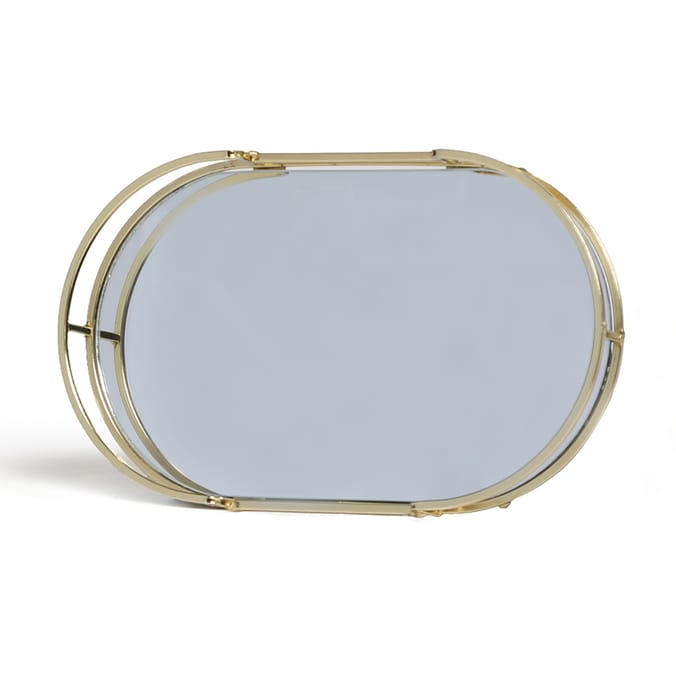 Midnight Bloom Gold Oval Mirror Tray, Midnight Bloom, Gold tray, gold