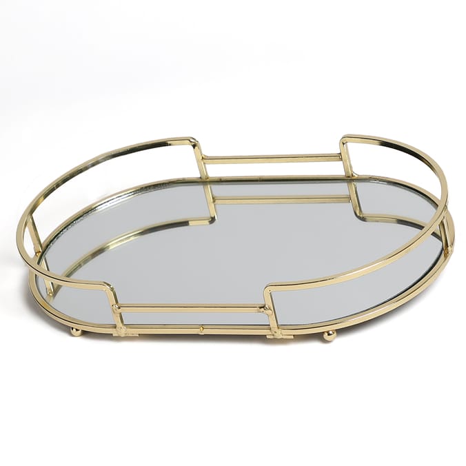 Midnight Bloom: Gold Oval Mirror Tray, Midnight Bloom, Gold tray, gold ...