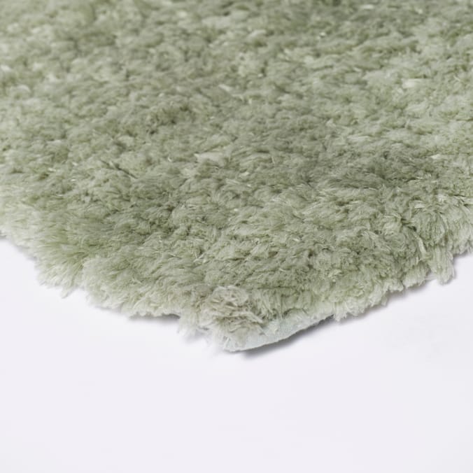 Bathroom Deep Pile Bath Mat Green Olive, super, soft, polyester