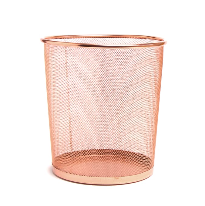 Metal Waste Paper Bin Copper, bin, bins, basket, baskets, mesh
