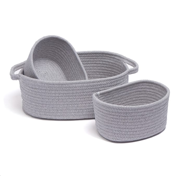 Home Collections Cotton Rope Storage Basket Set Grey, 39890, 21757