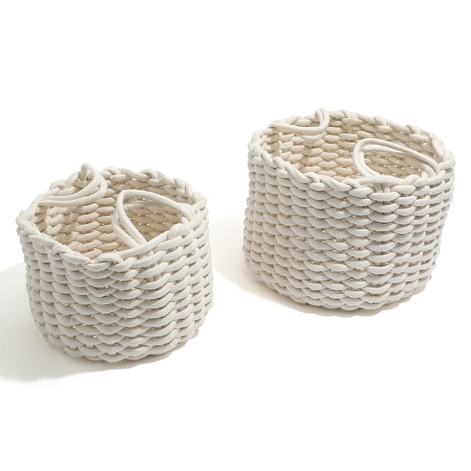 Home Collections Round Cotton Rope Storage 2 Pack Cream, Home