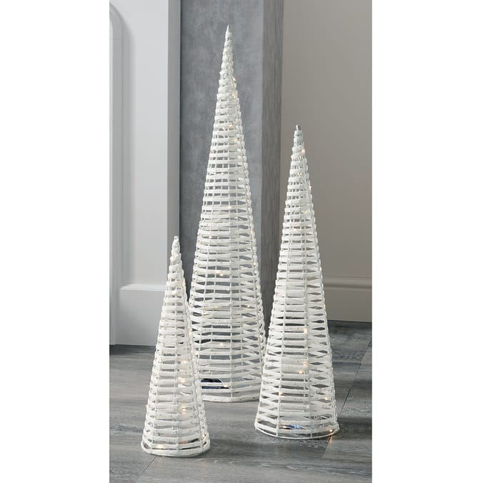 Prestige 3 Battery Operated Light Up Trees White, cone, cones