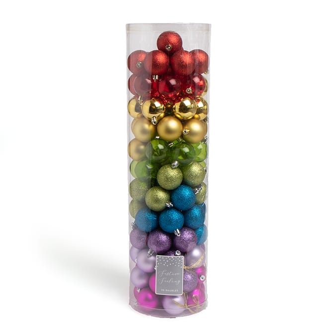 Festive Feeling: 98 Rainbow Bauble Pack