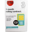 Three Mobile 1 Month Rolling Contract 3G Sim Card