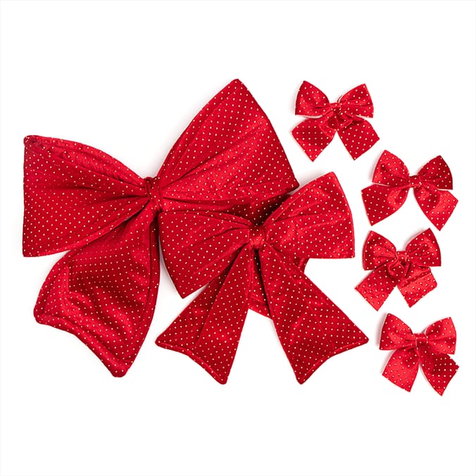 Festive Feeling Decorative Studded Bow Set Red, bows christmas xmas