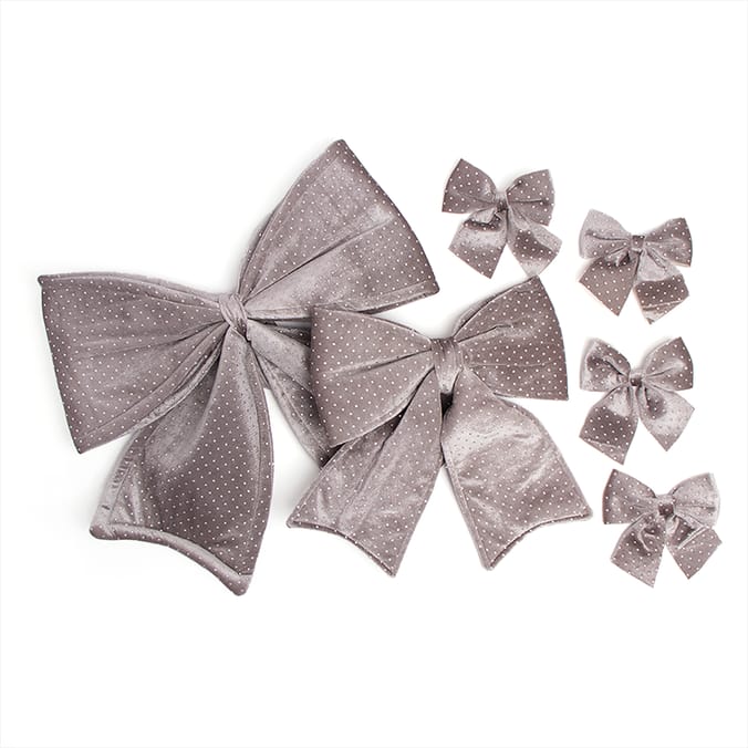Festive Feeling Decorative Studded Bow Set Silver, bows christmas