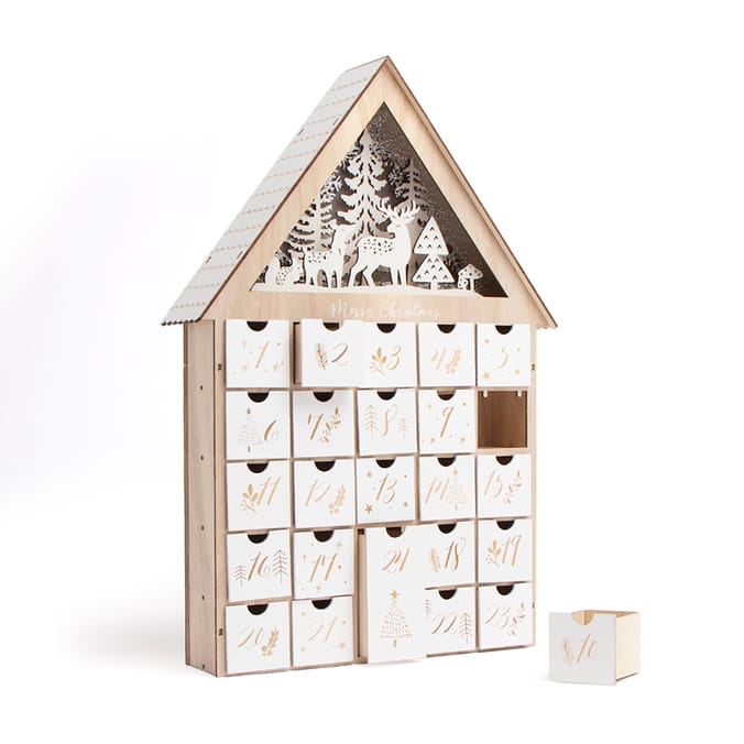 Festive Feeling Decorative LED Advent Calendar, house, light, lights