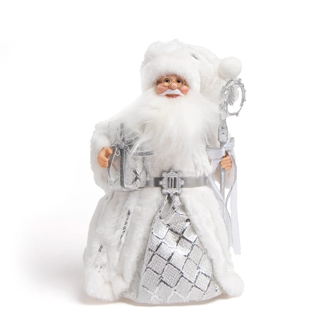 Festive Feeling Santa Tree Topper Silver/White, christmas xmas