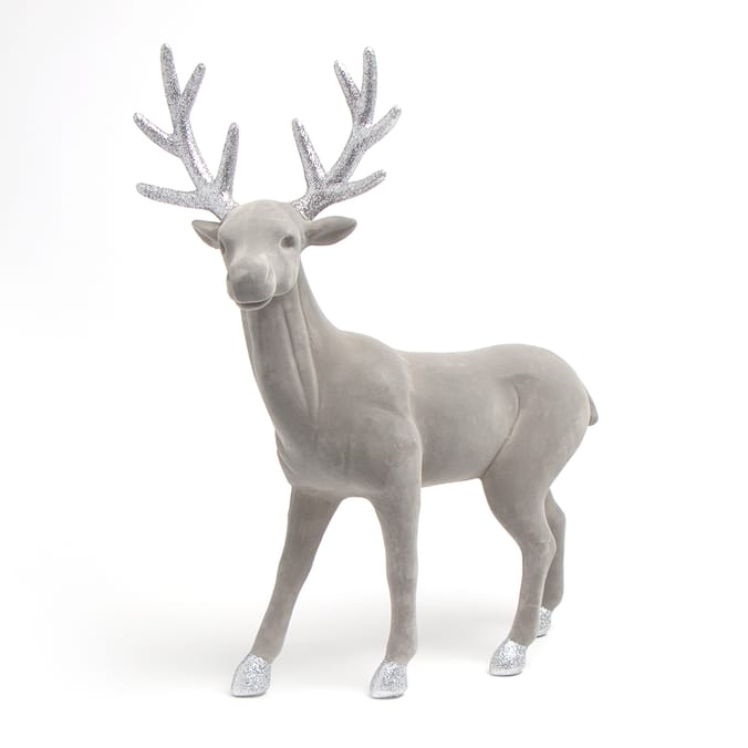 Festive Feeling: 20" Flocked Velvet Reindeer