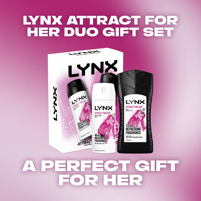 Lynx Attract For Her Duo Gift Set, deodorant, bodyspray, body, spray