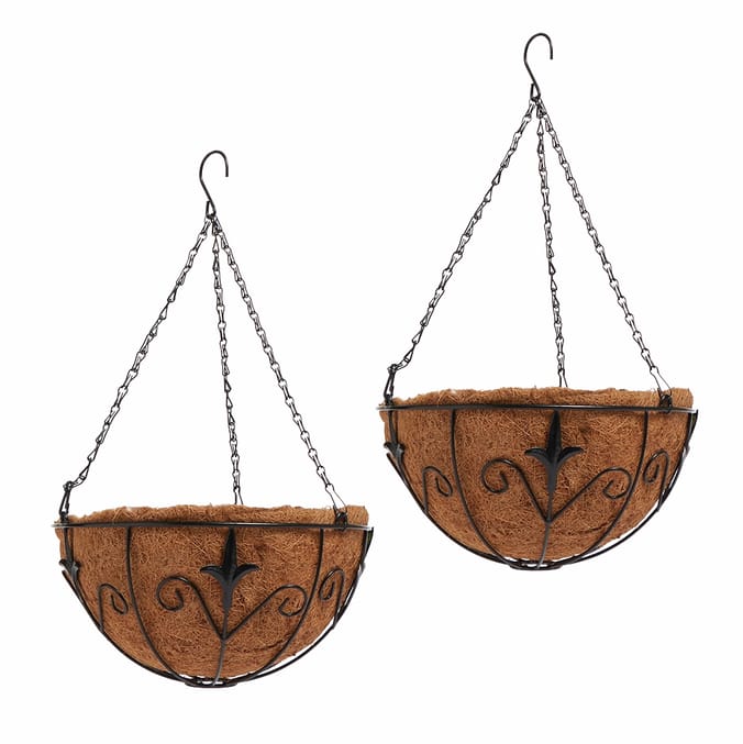 Jardin 2 Hanging Baskets 12" FleurDeLis, 67675, garden, gardens