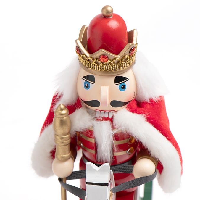 Festive Feeling Nutcracker On Rocking Horse Red, operating