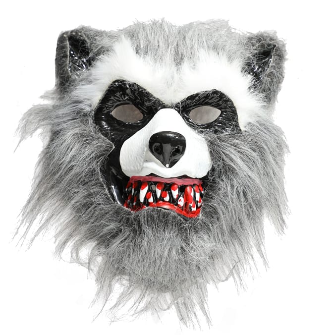HallowScream Furry Raccoon Mask Adult scary cute furry hairy funny
