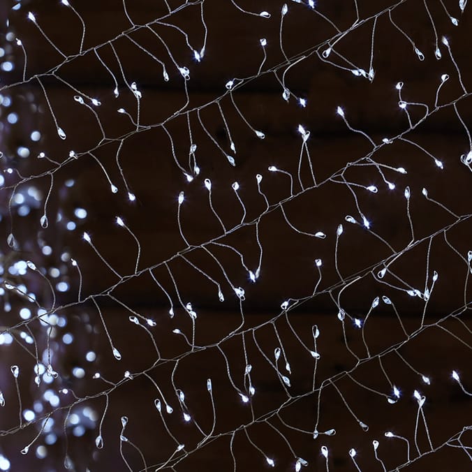 Prestige 500 Battery Operated Silver Effect Cluster Lights Clear, Warm