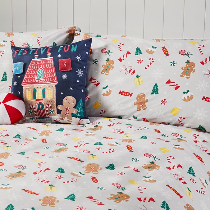 Christmas Buddies Single Duvet Cover Gingerbread Navy, bedding