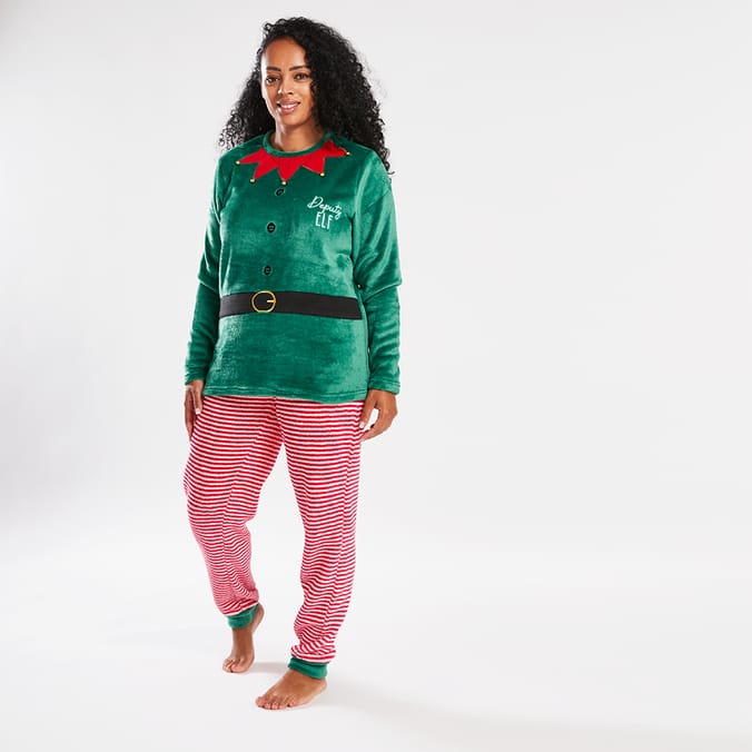 Made By Elves Ladies Fleece Elf Pyjama pj pjs pyjama elf