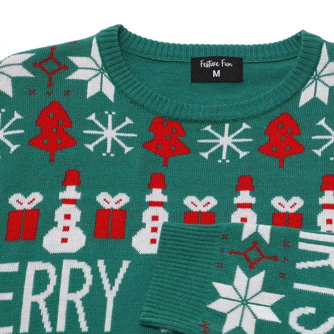 Festive Fun Mens Novelty Navy Santa Christmas Jumper, jumper, jumpers