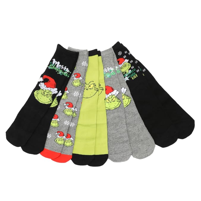 The Grinch Socks 5 Pack Mens, Grinch, for him, for men, men, mens