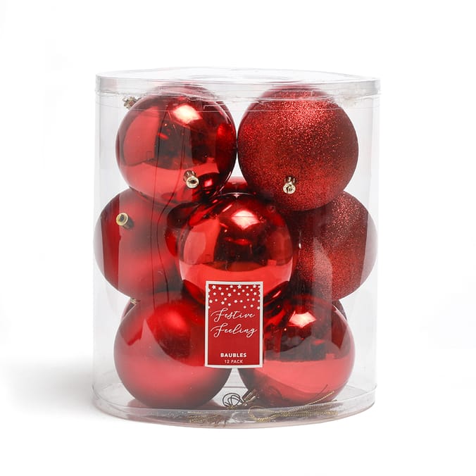 Festive Feeling: Baubles 12 Pack - Red