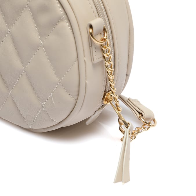 Jeff & Co by Jeff Banks: Quilted Round Cross Body Bag - Stone 