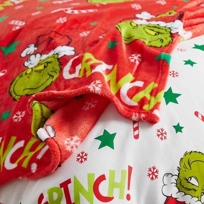 The Grinch Fleece Throw Blanket Red, throw, fleece, blanket, Grinch
