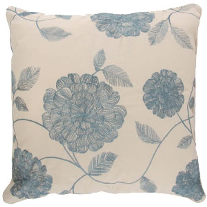 Embroided Flower Cushion Teal Home Bargains