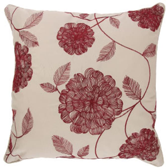 Embroided Flower Cushion Vino Home Bargains