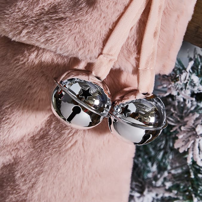 Festive Feeling Faux Fur Stocking Blush Pink, decoration, gift