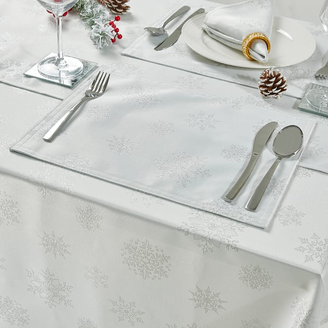 Home Collections Jacquard Placemat 4 Pack Silver Snowflake, placemat