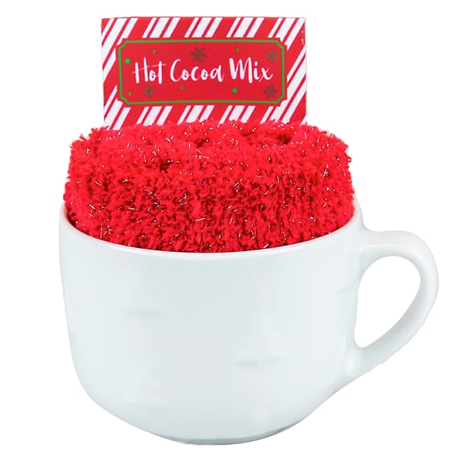 Filled Cocoa Mug & Socks Gift Set, chocolate, socks, sock, set, sets