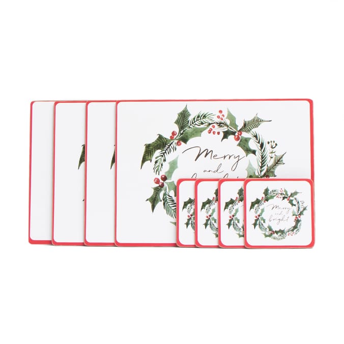 Home Collections Set of 4 Placemats & Coasters Merry & Bright, table