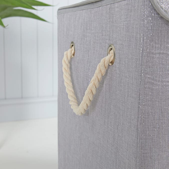 Home Collections Double Foldable Laundry Bin Grey, laundry, double