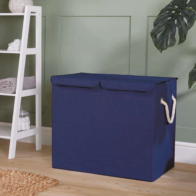 Home Collections Double Foldable Laundry Bin Grey, laundry, double