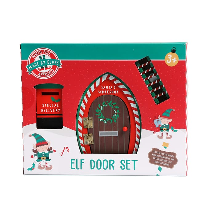 Made By Elves Elf Door Set, door, elf, ladder, post box, decor