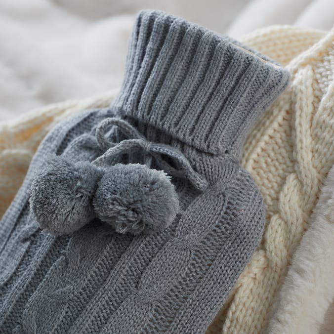 Warm At Heart: Knitted Hot Water Bottle - Grey