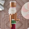 Festive Feeling: 15" Wooden Traditional Nutcracker - Pink Candy