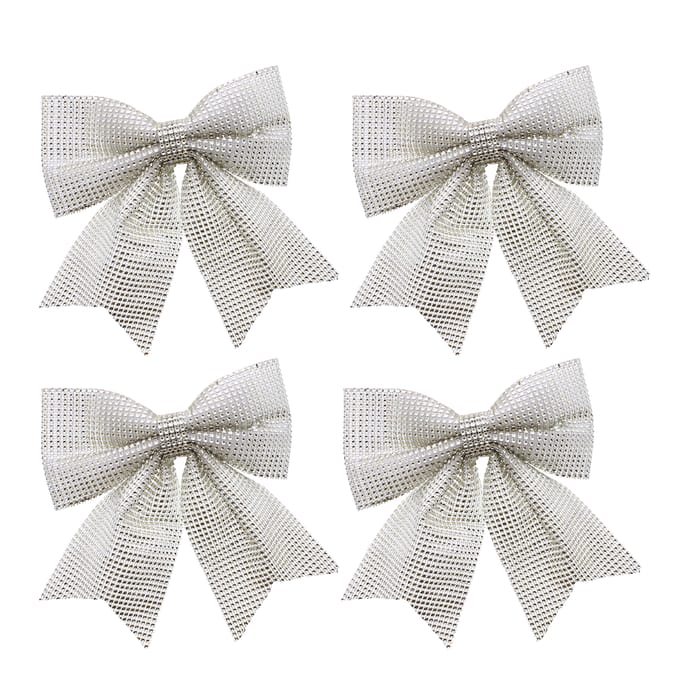 Festive Feeling Gem Bow 4 Pack Gold, ribbon, gold, silver, bows